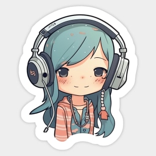 Cute headphone anime girl Sticker